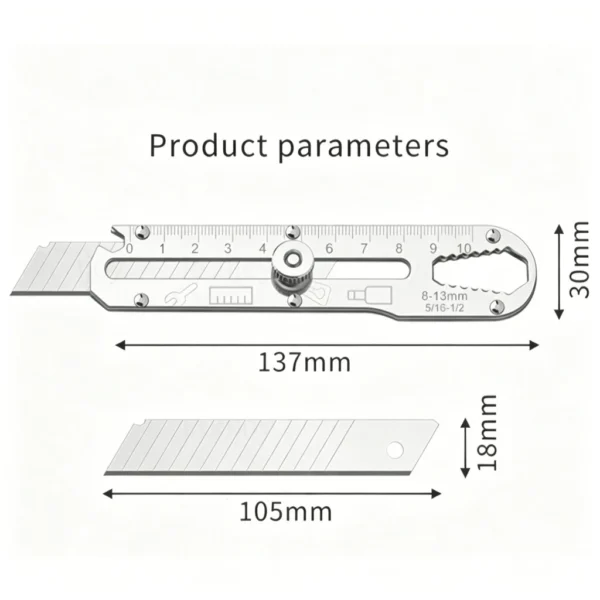 Heavy Duty Utility Knife with Metal Ruler