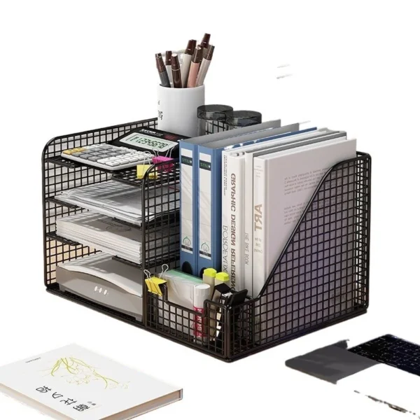 Metal Mesh Desk Organizer with File Holder
