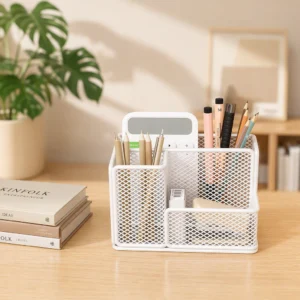 Multi Compartment Metal Mesh Desk Organizer