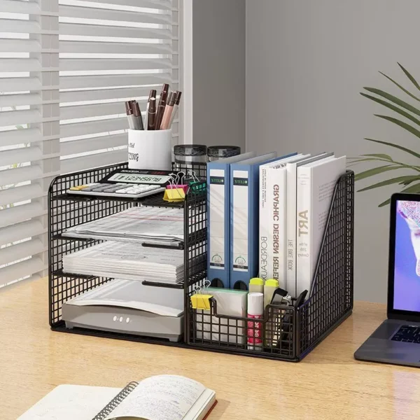 Metal Mesh Desk Organizer with File Holder