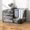 Metal Mesh Desk Organizer with File Holder