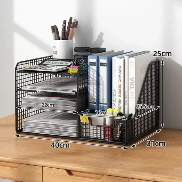 Metal Mesh Desk Organizer with File Holder